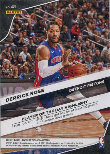 Panini Player of the Day 2020-21 Tango Parallel Card 41 Derrick Rose 02/99