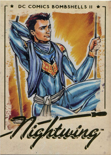 DC Bombshells 2 II Gold Deco Foil Base Variant Card 48 Nightwing