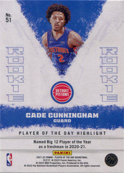 Panini Player of the Day 2021-22 Rainbow Parallel Base Card 51 Cade Cunningham