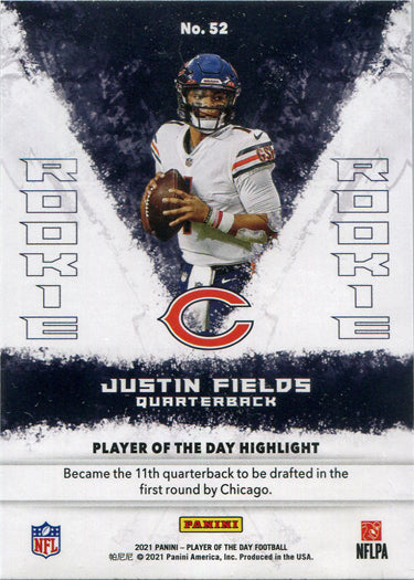 Panini Player Of The Day Football 2021 Cracked Ice Card 52 Justin Fields 19/25