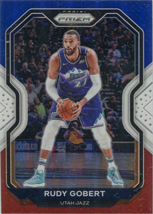 Panini Prizm Basketball 2020-21 Red White Blue Parallel Card 53 Rudy Gobert