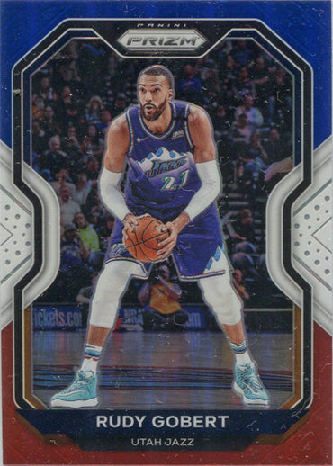 Panini Prizm Basketball 2020-21 Red White Blue Parallel Card 53 Rudy Gobert