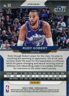 Panini Prizm Basketball 2020-21 Red White Blue Parallel Card 53 Rudy Gobert