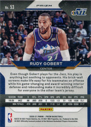 Panini Prizm Basketball 2020-21 Red White Blue Parallel Card 53 Rudy Gobert