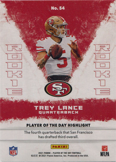 Panini Player Of The Day Football 2021 Base Card 54 Trey Lance