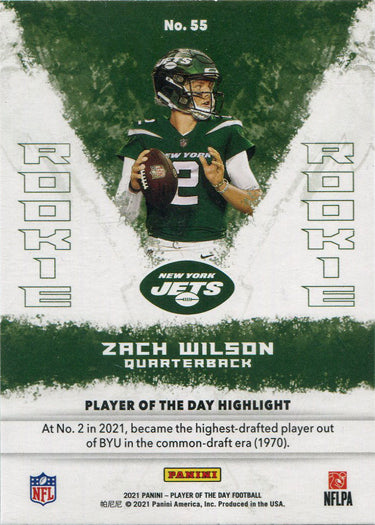 Panini Player Of The Day Football 2021 Base Card 55 Zach Wilson