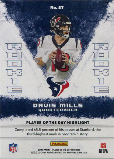 Panini Player Of The Day Football 2021 Base Card 57 Davis Mills