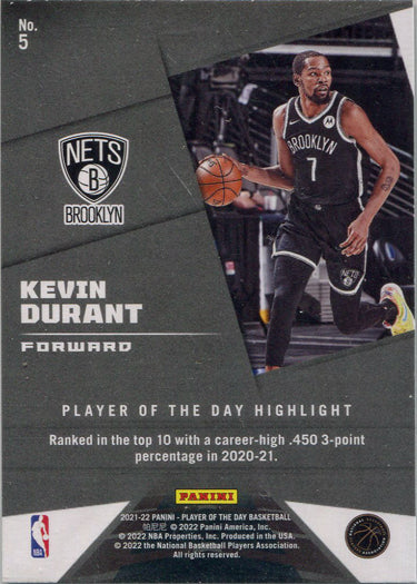 Panini Player of the Day 2021-22 Lava Parallel Base Card 5 Kevin Durant 002/199