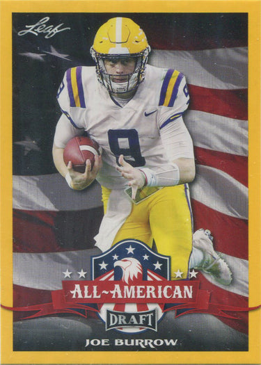Leaf Draft Football 2020 All-American Gold Base Card 61 Joe Burrow