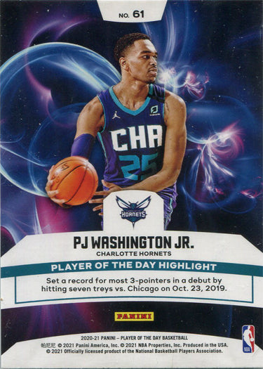 Panini Player of the Day 2020-21 Rainbow Parallel Base Card 61 PJ Washington