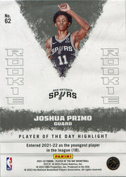 Panini Player of the Day 2021-22 Base Rookie Card 62 Joshua Primo