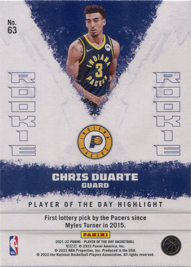 Panini Player of the Day 2021-22 Base Rookie Card 63 Chris Duarte