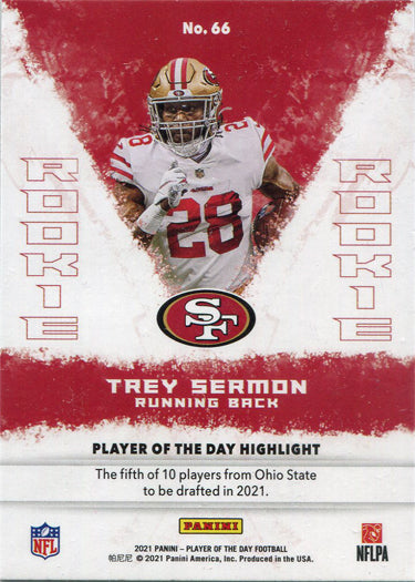 Panini Player Of The Day Football 2021 Silver Parallel Card 66 Trey Sermon