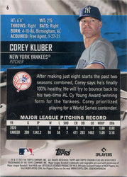 Topps Stadium Club Baseball 2021 Red Foil Parallel Card 6 Corey Kluber