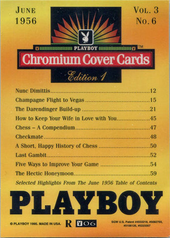 Playboy Chromium Cover Base Card 6 June 1956