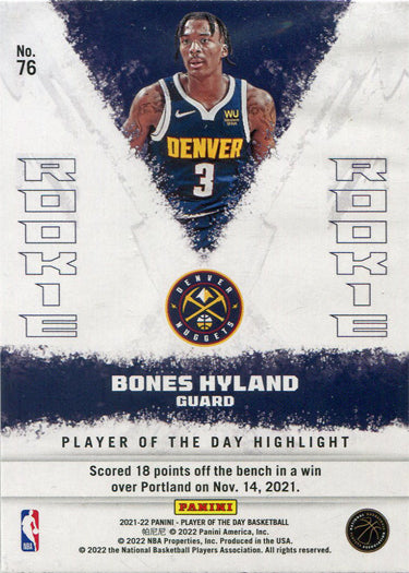 Panini Player of the Day 2021-22 Base Rookie Card 76 Bones Hyland