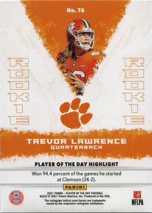 Panini Player Of The Day Football 2021 Base Card 76 Trevor Lawrence