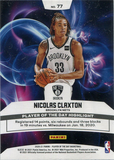 Panini Player of the Day 2020-21 Rainbow Parallel Base Card 77 Nicolas Claxton