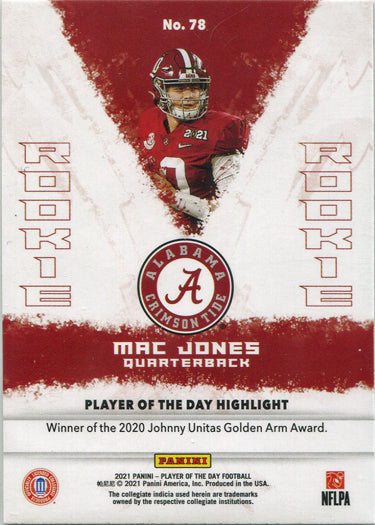 Panini Player Of The Day Football 2021 Silver Parallel Card 78 Mac Jones