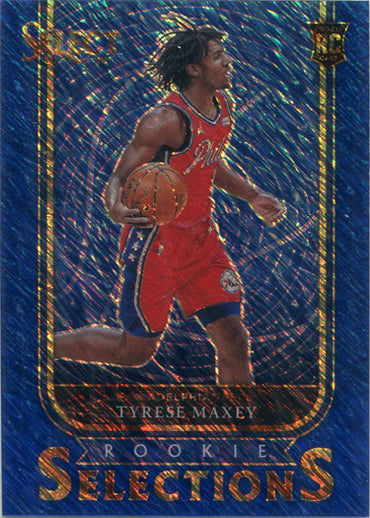 Panini Select Basketball 2020-21 Rookie Selections Blue Shimmer Card 7 T. Maxey