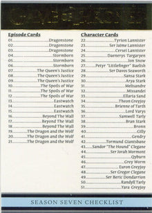 Game of Thrones Season 7 Gold Parallel 81 Base Chase Card 097/150 Checklist