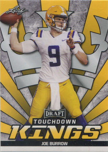 Leaf Draft Football 2020 Touchdown Kings Gold Parallel Base Card 85 Joe Burrow