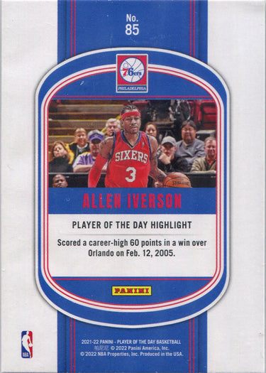 Panini Player of the Day 2021-22 Rainbow Parallel Base Card 85 Allen Iverson