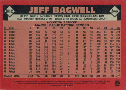 Topps Update Baseball 2021 Chrome Silver Card 86C-32 Jeff Bagwell