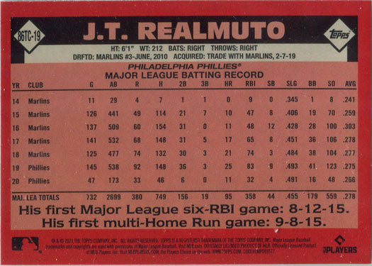 Topps Series Two Baseball 2021 Chrome Silver Card 86TC-19 J.T. Realmuto