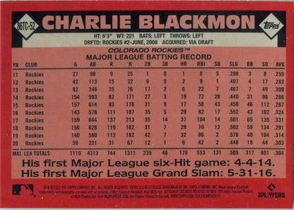 Topps Series Two Baseball 2021 Chrome Silver Card 86TC-52 Charlie Blackmon