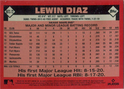 Topps Series Two Baseball 2021 Chrome Silver Card 86TC-72 Lewin Diaz