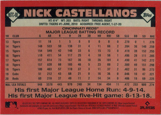 Topps Series Two Baseball 2021 Chrome Silver Card 86TC-88 Nick Castellanos