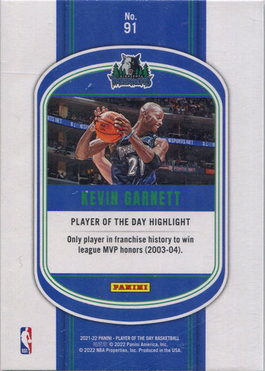Panini Player of the Day 2021-22 Rainbow Parallel Base Card 91 Kevin Garnett