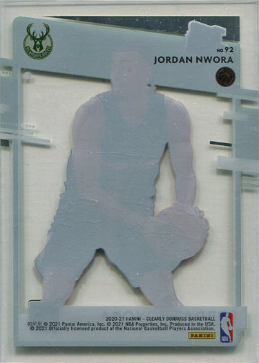 Panini Clearly Donruss Basketball 2020-21 Gold Rated Rookie Card 92 Jordan Nwora