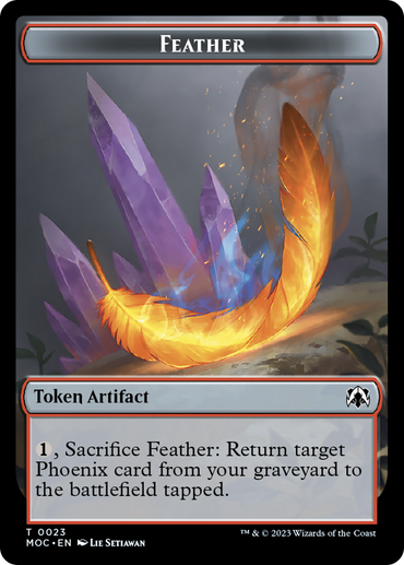 Feather // Servo Double-Sided Token [March of the Machine Commander Tokens]