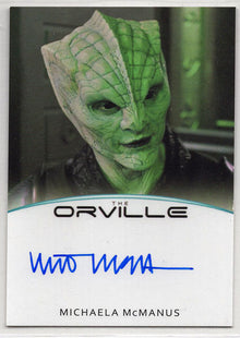 Orville Archives Autograph Card A14 Michaela McManus as Teleya (Full Bleed)