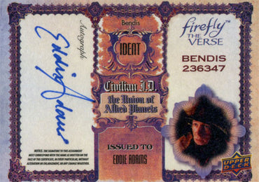 Firefly the Verse Autograph Card AD Eddie Adams as Bendis