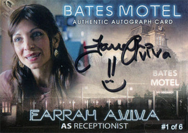 Bates Motel Autograph Card AFA Farrah Aviva as Receptionist #1 of 6