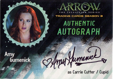 Arrow Season 3 Autograph Card AG Amy Gumenick as Carrie Cutter Cupid