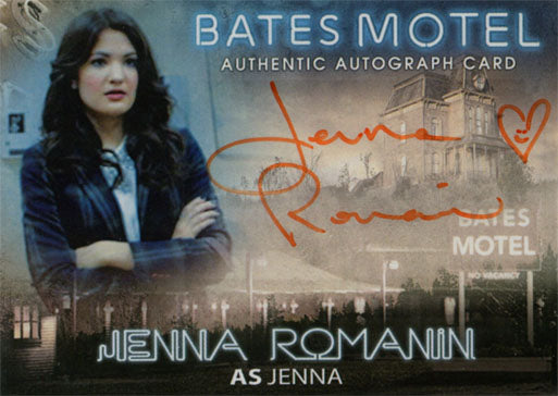 Bates Motel Autograph Card AJR Jenna Romanin as Jenna Orange Ink Heart