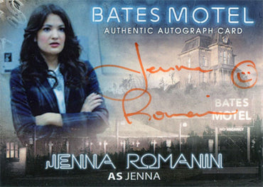 Bates Motel Autograph Card AJR Jenna Romanin as Jenna Orange Ink Smiley Face