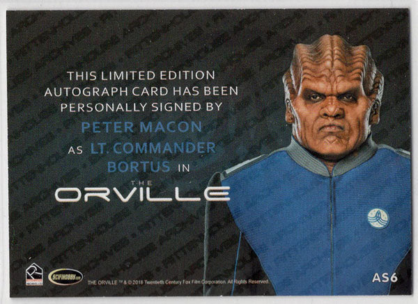 Orville Archives Silver Autograph Card AS6 Peter Macon as Lt. Commander Bortus