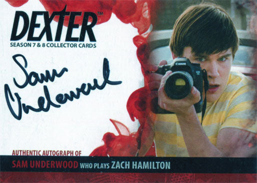 Dexter Seasons 7 & 8 Autograph Card ASU2 Sam Underwood as Zach Hamilton