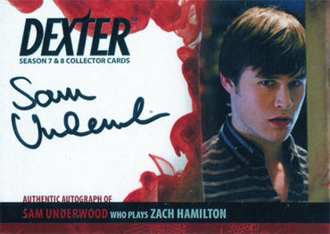 Dexter Seasons 7 & 8 Autograph Card ASU Sam Underwood as Zach Hamilton