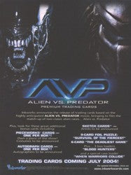 Alien vs. Predator Movie Trading Card Sell Sheet