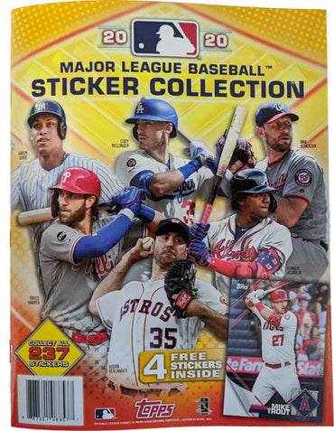 Topps 2020 MLB Baseball Sticker Collection Album with 4 Stickers