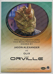 Orville Archives Autograph Card Jason Alexander as Olix (Bordered)