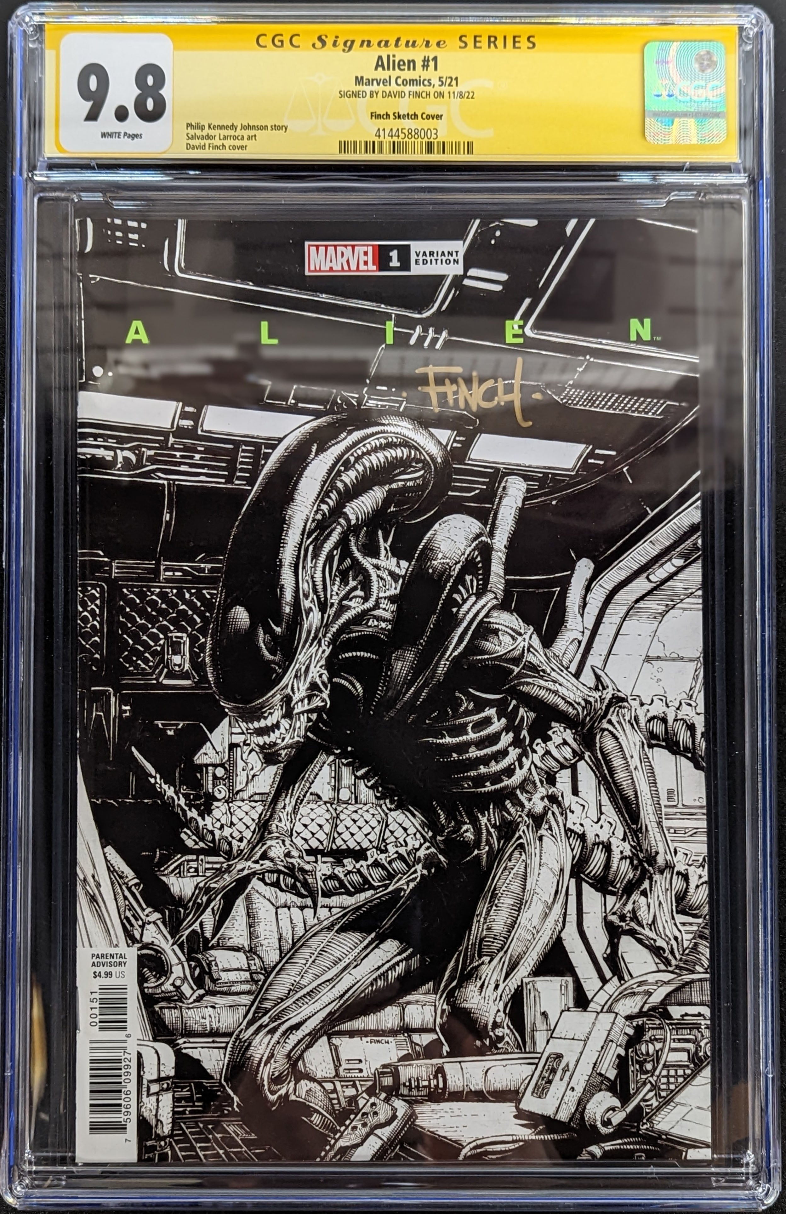 ALIEN #1 Sketch Cover Variant Graded CGC 9.8 Signed by David Finch