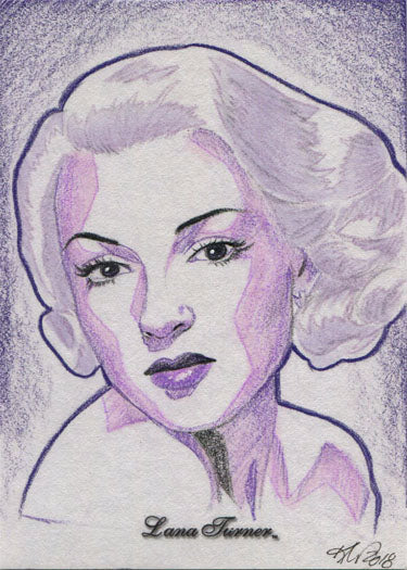 Classic Hollywood Starlets 5finity Lana Turner Sketch Card by Kristin Allen