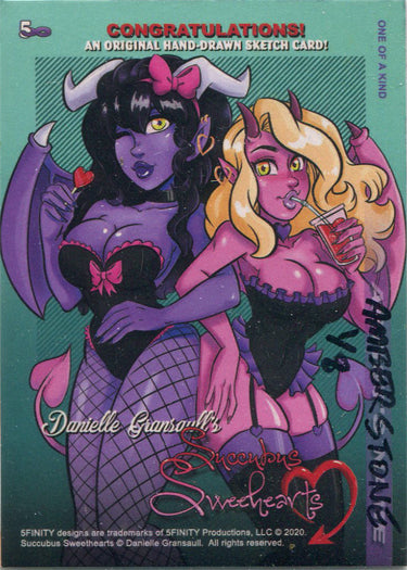 Succubus Sweethearts 5finity 2020 Sketch Card by Amber Stone V1